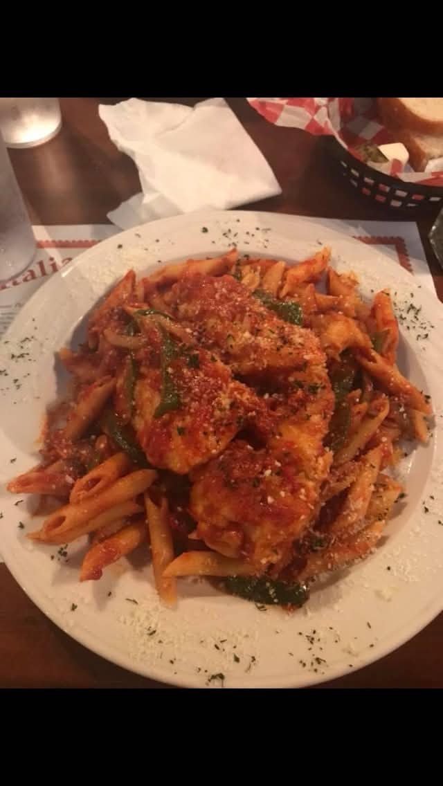 Chicken cacciatore over penne