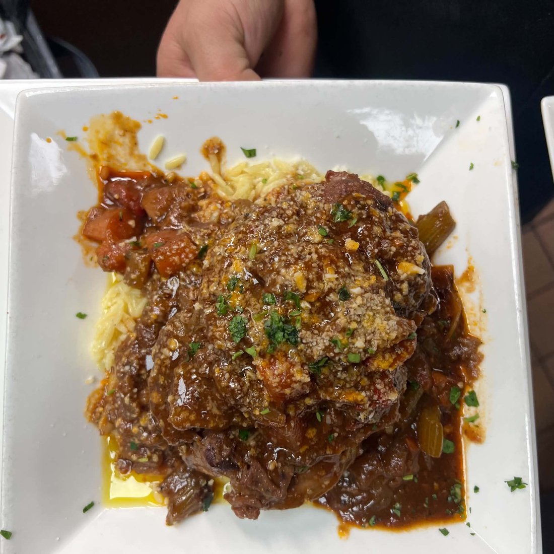 Braised short rib over pasta
