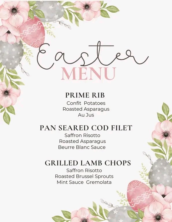 A past Easter menu