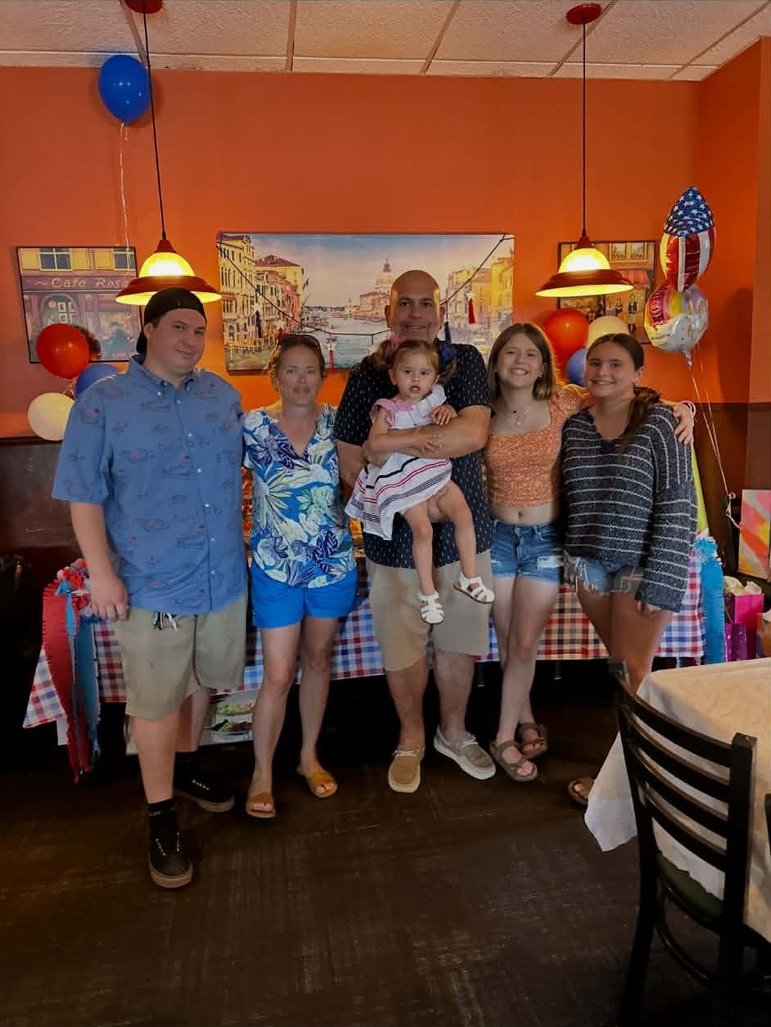 The Lopiccolo family celebrating together at Mama Rosa's